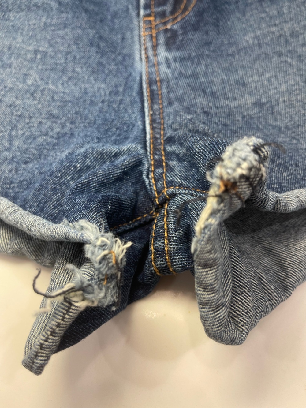 Refuge Mid-Rise Distressed Denim Shorts - Blue - Picture 5 of 14